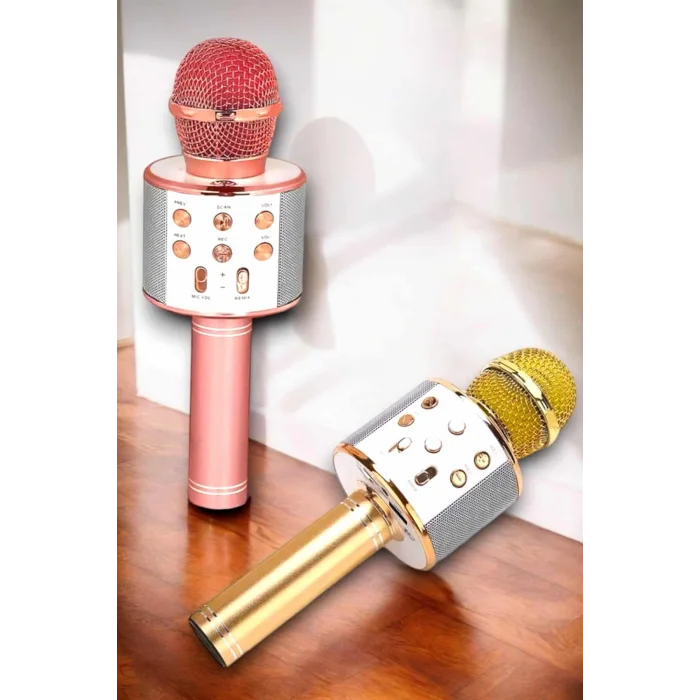 Kablosuz Bluetooth Karaoke Mikrofon USB ve AUX Girişli, Yüksek Ses Kalitesi
