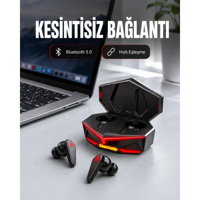 Kablosuz Bluetooth  Kulaklık Led Işıklı Yeni Nesil