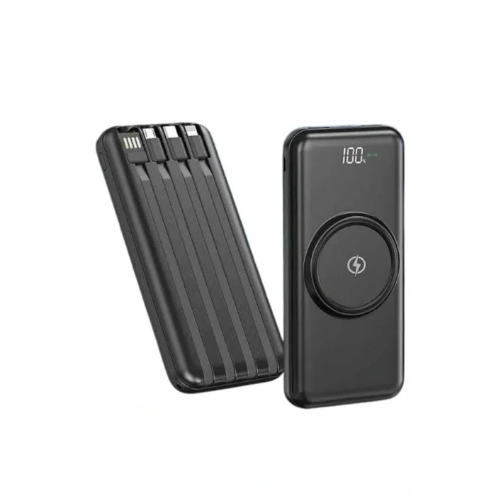 Kablosuz Çoklu Şarj Girişli 10.000 Mah Kablolu Powerbank Taşınabilir