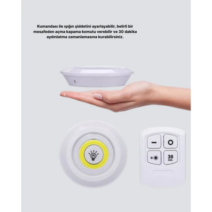 Kablosuz Gün Işığı 3’lü LED Spot Lamba Kumandalı