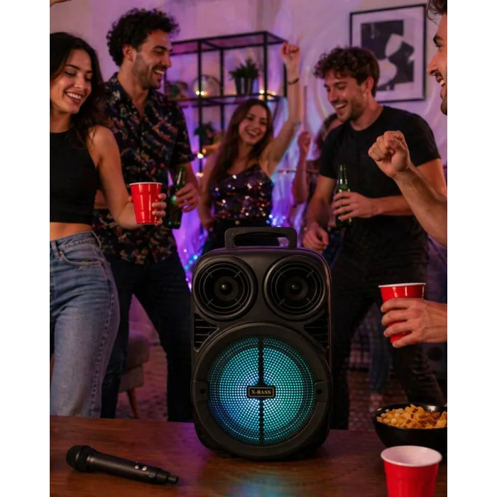Kablosuz Karaoke Hoparlör Mikrofonlu RGB Işıklı 6.5 İnç Bluetooth Speaker Taşınabilir