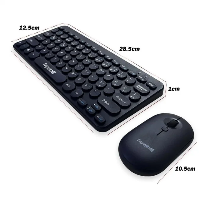 Kablosuz Lacivert Bluetooth Klavye Mouse Seti – Yuvarlak Tuşlu Tasarım, Türkçe Q Dizilim, Taşınabilir, Ev ve Ofis Kullanımına Uygun (5047)