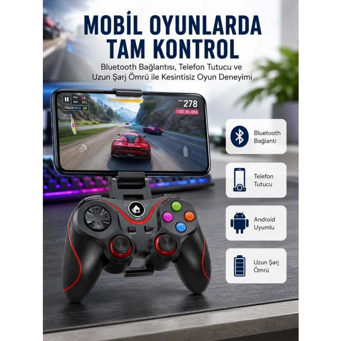 Kablosuz Oyun Kolu Bluetooth Joystick Gamepad Android Uyumlu
