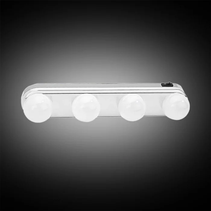 Kablosuz Parlak Banyo Stüdyo Makyaj Aynası Işığı Pilli Vantuzlu Taşınabilir 4 Led Ampul (5047)
