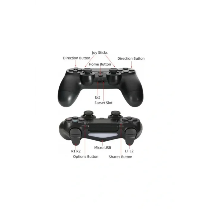 Kablosuz Ps4 Oyun Kolu | Wireless Joystick Gamepad | Titreşimli Dualshock Uyumlu – Siyah