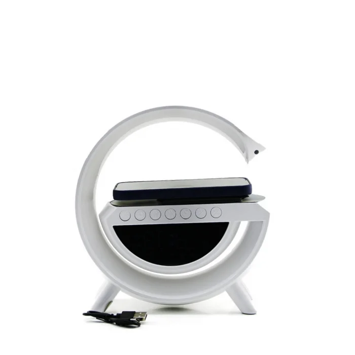 KABLOSUZ ŞARJLI HOPARLÖR SPEAKER G KASA RGB IŞIKLI SAAT FM RADIO ALARM BT USB TF AUX