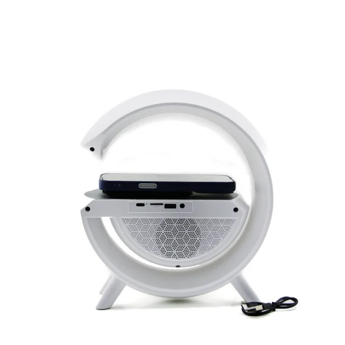 KABLOSUZ ŞARJLI HOPARLÖR SPEAKER G KASA RGB IŞIKLI SAAT FM RADIO ALARM BT USB TF AUX (5047)