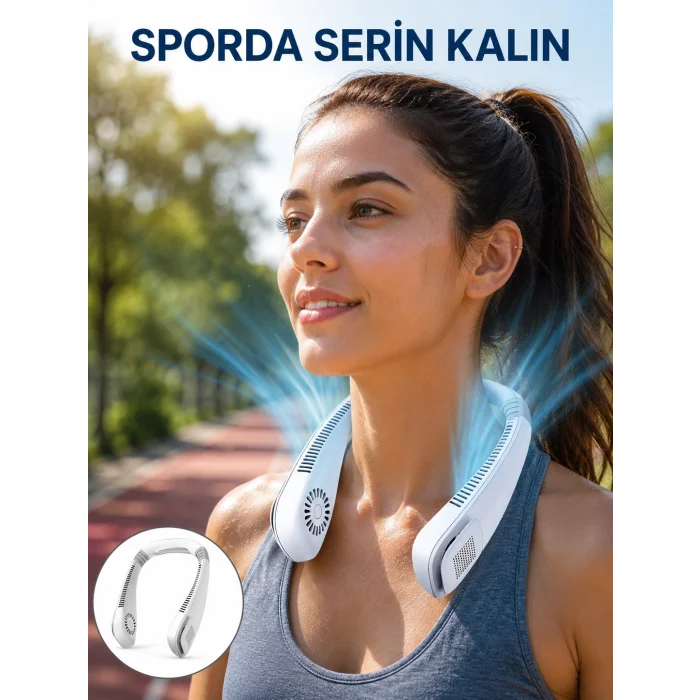 Kanatsız Boyun Tipi Fan | Giyilebilir Serinletici, Düşük Sesli, Hafif ABS Gövde, USB Şarj Edilebilir