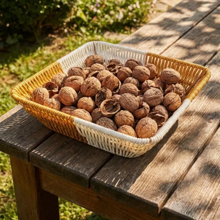 Kare Çift Renkli Plastik Rattan Ekmek ve Meyve Sepeti - Çok Amaçlı Banyo ve Mutfak Düzenleyici - Yıkanabilir Tezgâh Üstü Organizer (5047)