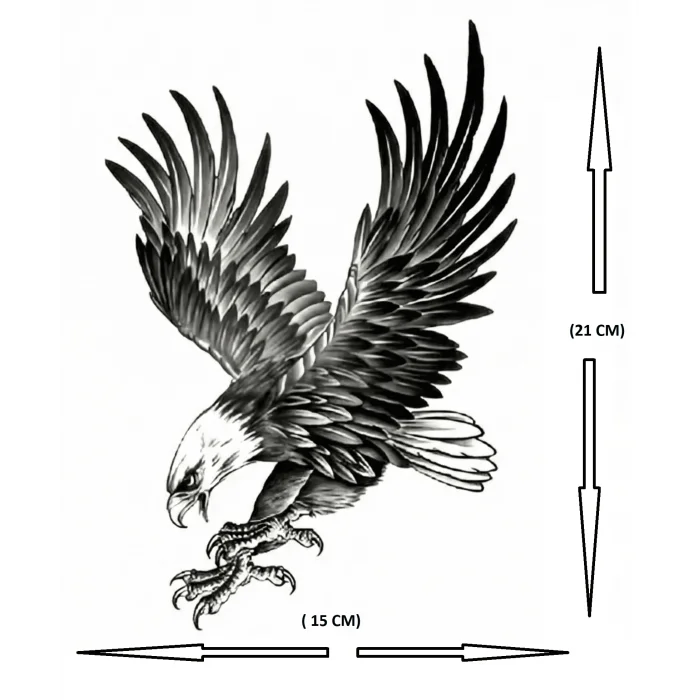 Kartal Geçici Dövme Şablonu Büyük Boy