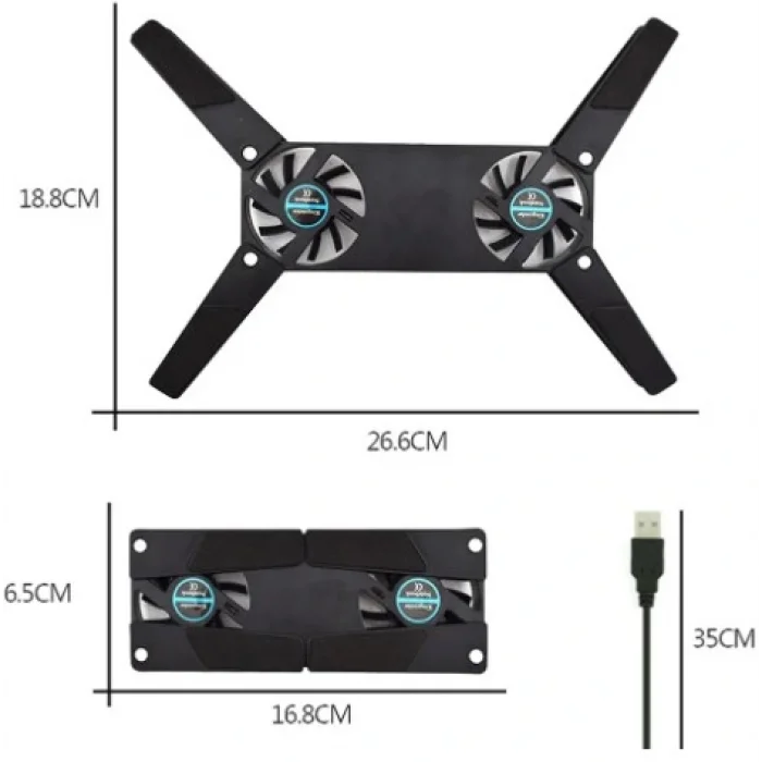 Katlanabilir Laptop Soğutucu 2 fanlı (5047)