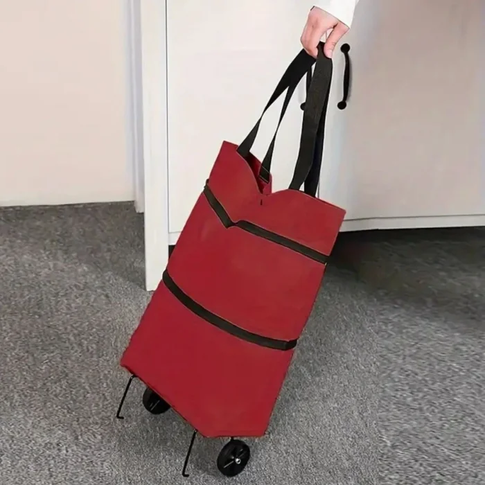 Katlanabilir Tekerlekli Market Çantası,Çok Amaçlı Pazar Arabası,Portatif Alışveriş Bez Torbası (5047)