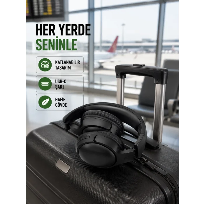 Katlanabilir USB-C Şarjlı Bluetooth Kulaklık