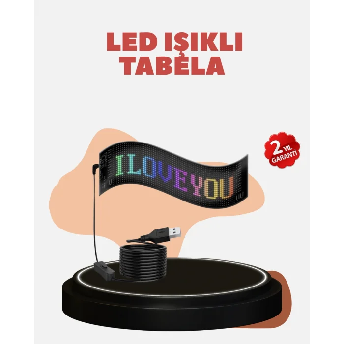 Kayan Yazı Destekli RGB LED Reklam Paneli USB ile Kolay Kurulumlu