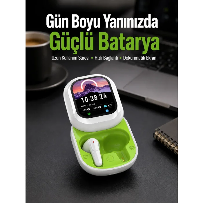 Kayar Kapak Tasarımlı Dokunmatik Ekranlı Kablosuz Bluetooth Kulaklık