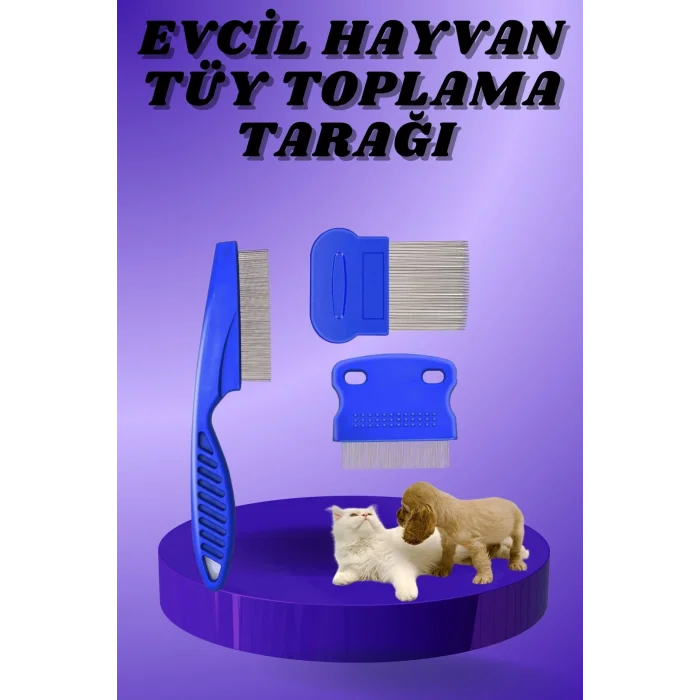 Kedi Köpek Tüy Bit Pire Toplayıcı Toplama Temizleme Tarağı Tarak Seti 4lü Set
