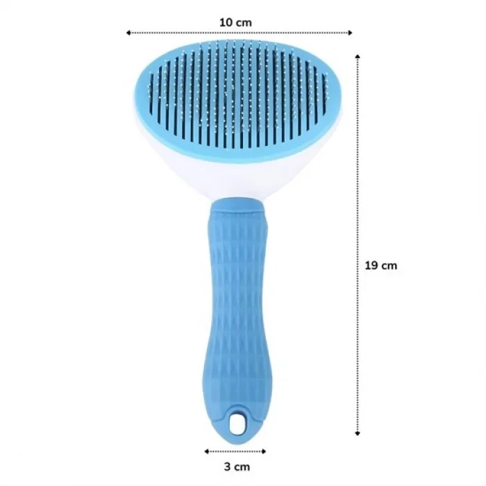 Kedi Köpek Tüy Toplayıcı Kendini Temizleyebilen Ergonomik Saplı Evcil Hayvan Tarağı Mavi (5047)