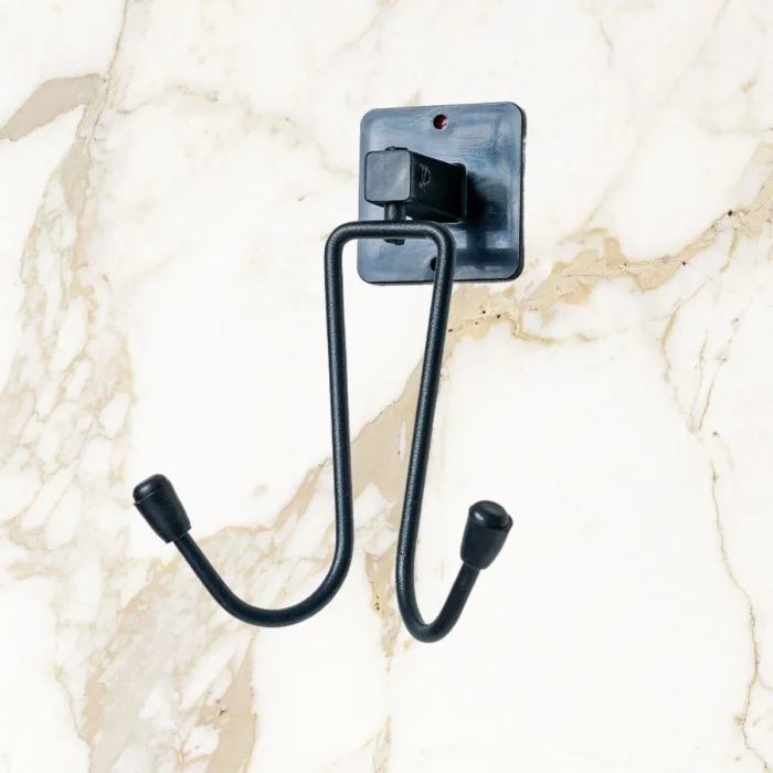 Kendiliğinden Yapışkanlı Siyah Paslanmaz Metal Bornoz ve Havlu Askılığı (5047)