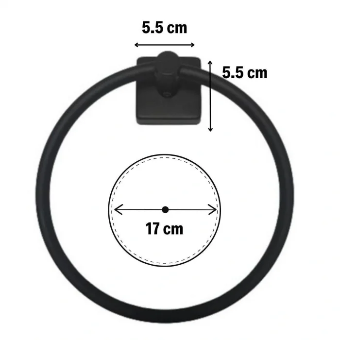 Kendiliğinden Yapışkanlı Siyah Paslanmaz Metal Yuvarlak Havluluk (5047)
