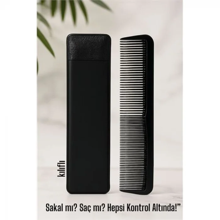 Kılıflı Cep Tarağı – 14 x 3 cm | Kompakt, Şık ve Taşınabilir Erkek Bakım Tarağı