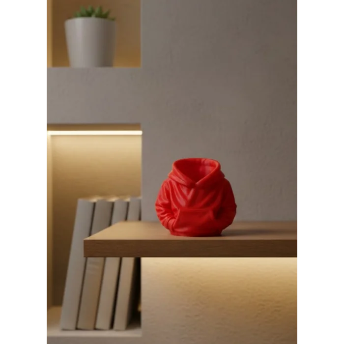 Kırmızı Hoodie Kalemlik 10x10 cm Masa Üstü Düzenleyici