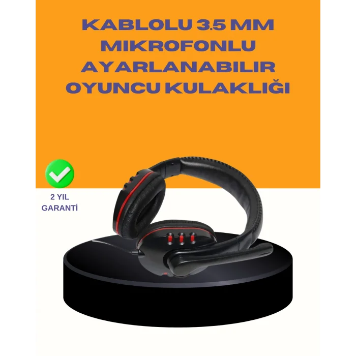 Kırmızı Oyuncu Kulaklığı Bilgisayar Uyumlu Stereo Yüksek Ses Kaliteli