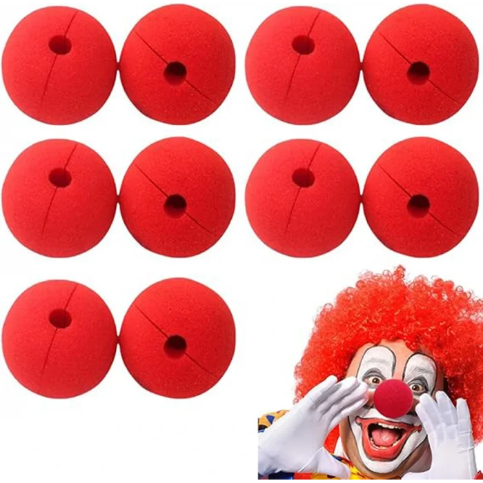 Kırmızı Renk Sünger Palyaço Burnu Takma Burun 10 Adet (5047)