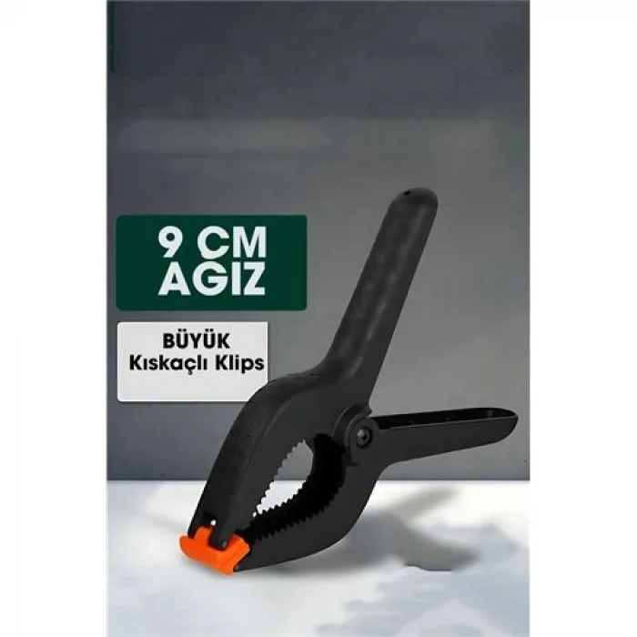Kıskaç Klips Yaylı Işken ce Plastik Kelepçe Güçlü Mafsallı Çene 9 inç 9 cm ağız