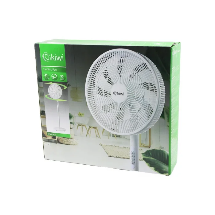 KİWİ KFAN-7627 41CM 50W EV TİPİ AYAKLI VANTİLATÖR 3-KADEME HIZ 9-PLS.KANAT SİGORTALI SESSİZ MOTOR YÜKSEKLİK: 125CM (5047)