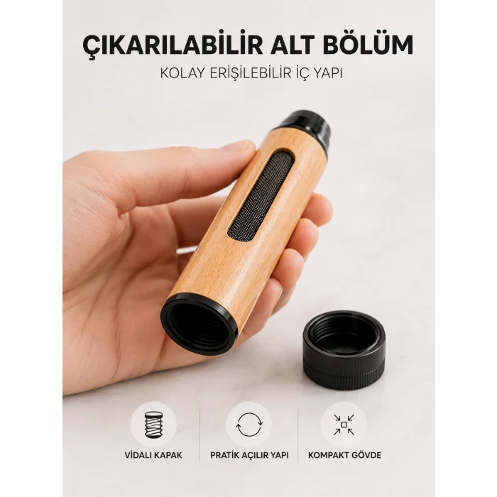 Kokusuz Dumansız Taşınabilir Cep Küllüğü 3 Uçlu Kompakt Ahşap Görünümlü Tasarım