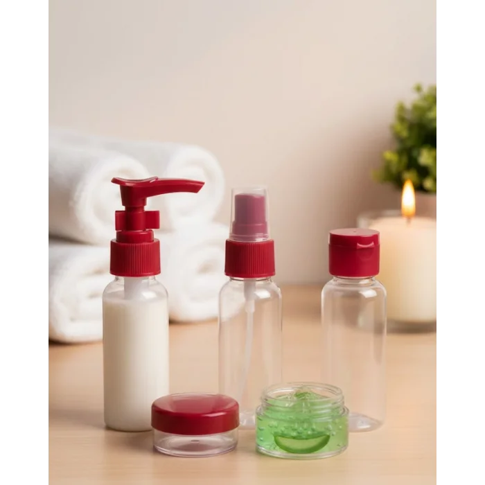 Kompakt 5’li Seyahat Şişesi Seti Şeffaf Kozmetik Kaplar