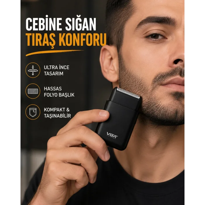 Kompakt Şarjlı Tıraş Makinesi Çift Yönlü lı 45 Dakika Kullanım Süreli