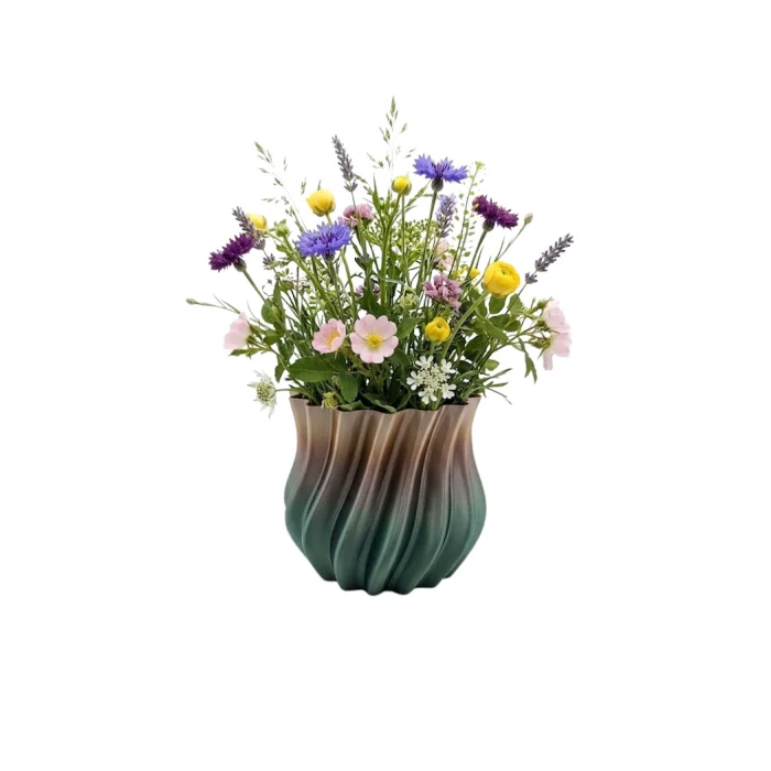 Koyu Metalik Kıvrımlı 3D Vazo Minimal Lüks Ev Ofis Dekoru