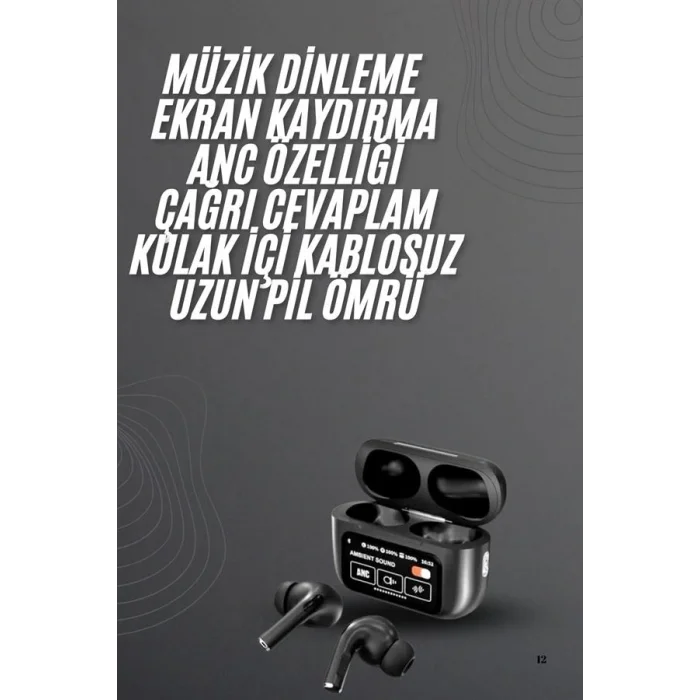 Kulak İçi Bluetooth Kulaklık Ekranlı Müzik Dinleme Çağrı Cevaplama Siyah
