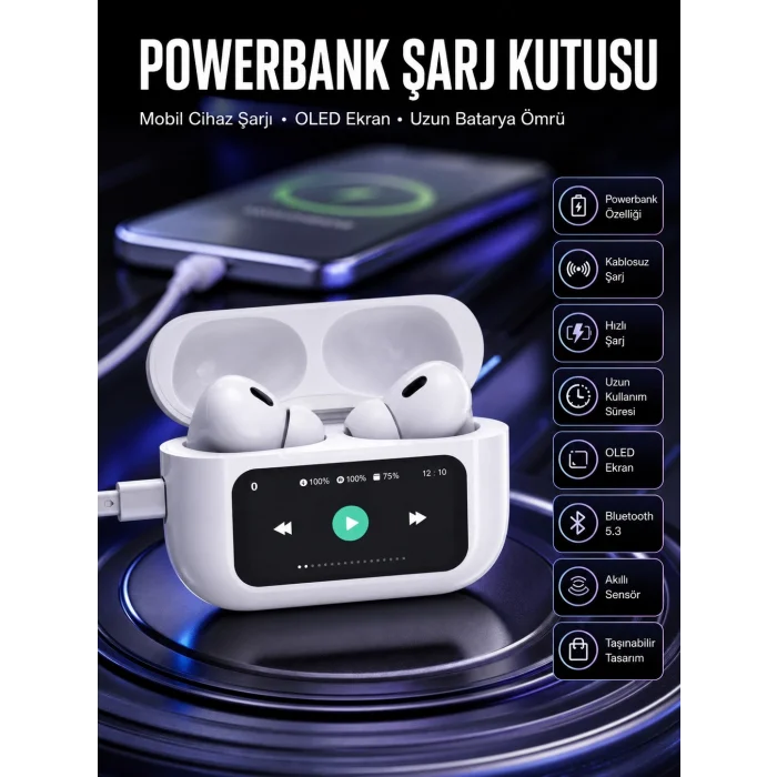 Kulak İçi Bluetooth Kulaklık Ekranlı Müzik Dinleme Çağrı Cevaplama Siyah Yeni Nesil