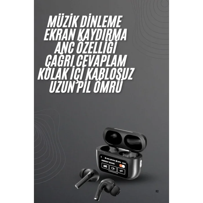 Kulak İçi Bluetooth Kulaklık Ekranlı Müzik Dinleme Çağrı Cevaplama Siyah Yeni Nesil