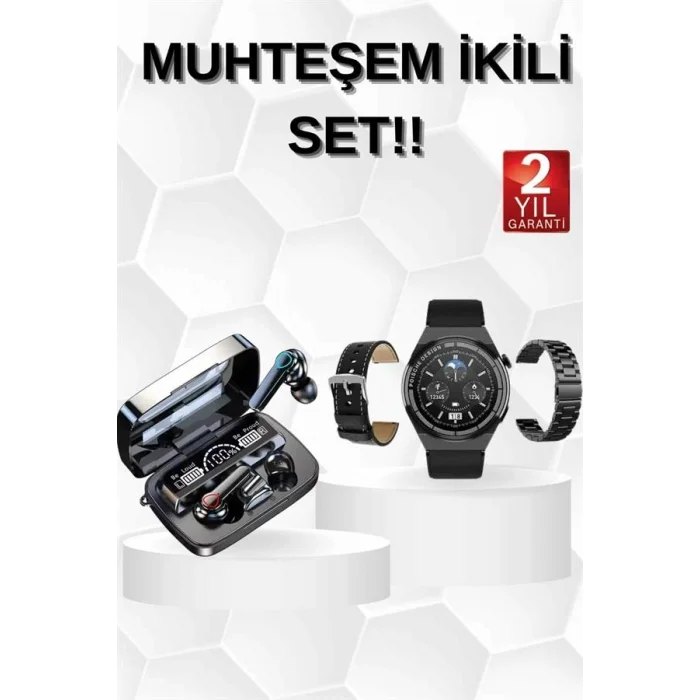 Kulak İçi Kablosuz Bluetooth Kulaklık ve NFC ve GPS Özellikli Akıllı Saat Alarm ve Titreşim