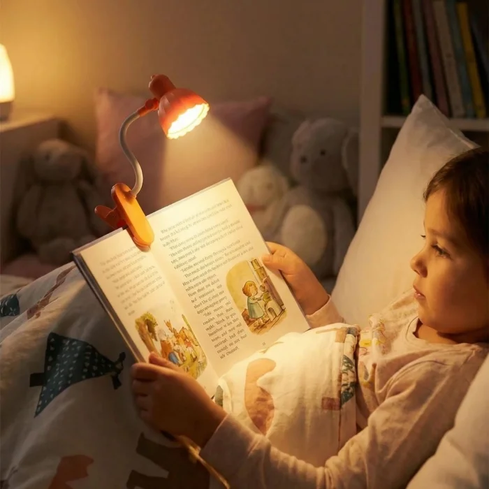 Lale Model Mandallı LED Kitap Okuma Lambası – Kıvrılabilir Esnek Gövdeli, Taşınabilir Gece Lambası &amp; Masaüstü Okuma Işığı (5047)