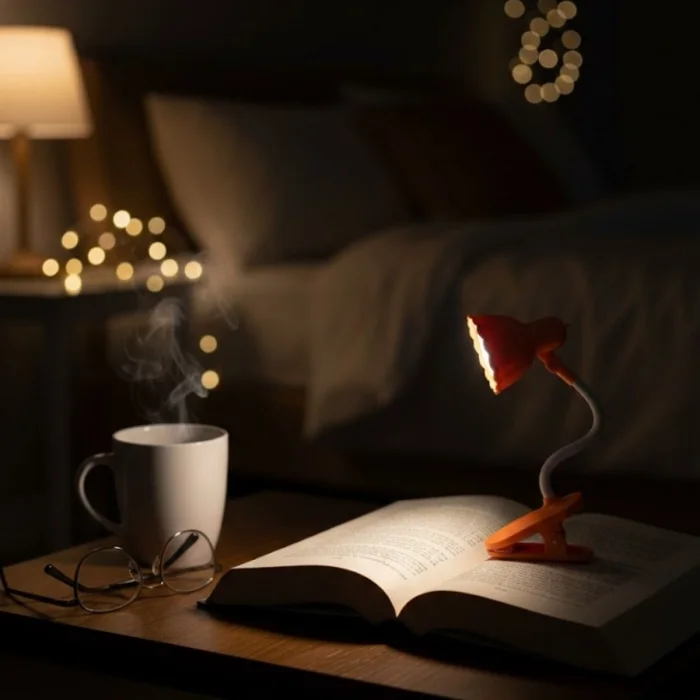 Lale Model Mandallı LED Kitap Okuma Lambası – Kıvrılabilir Esnek Gövdeli, Taşınabilir Gece Lambası &amp; Masaüstü Okuma Işığı (5047)