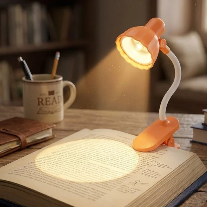 Lale Model Mandallı LED Kitap Okuma Lambası – Kıvrılabilir Esnek Gövdeli, Taşınabilir Gece Lambası &amp; Masaüstü Okuma Işığı (5047)