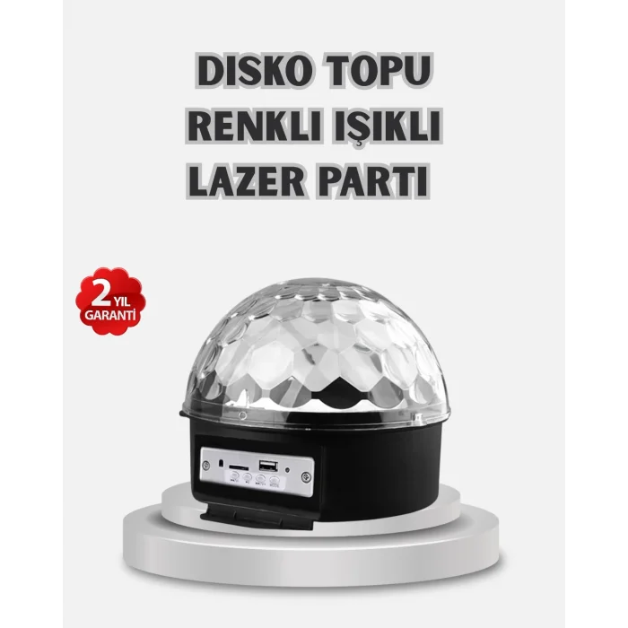 LED Disko Küresi Bluetooth Hoparlörlü Ritimle Senkronize Döner Işıklı