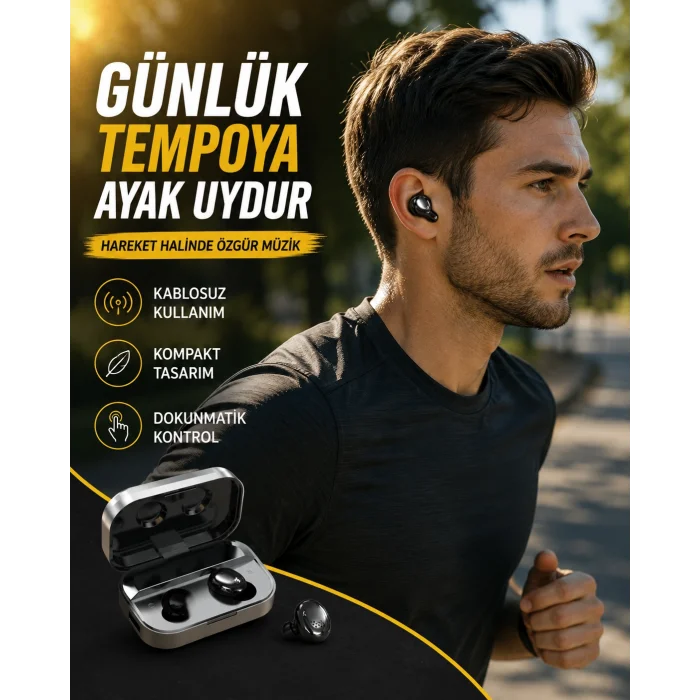 LED Ekranlı Kablosuz Kulaklık – Gürültü Önleyici Mikrofon ve Dokunmatik Özellikli