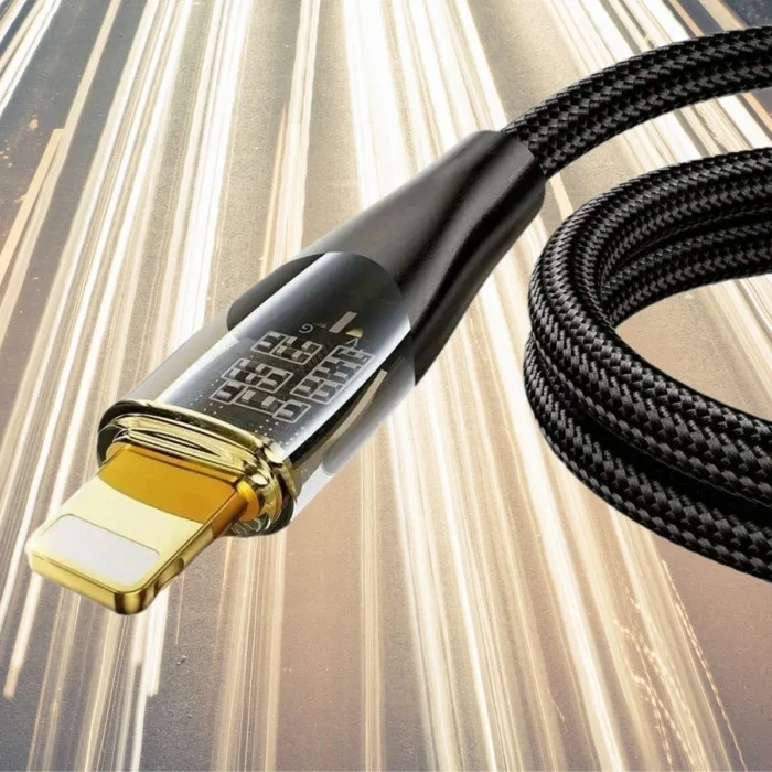 Led Işık Uçlu Sağlam İp Kablolu USB to Lightning Hızlı Şarj Kablosu (5047)