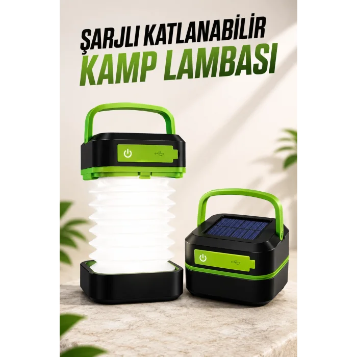 Led Lamba Kamp Lambası Hafif Taşınabilir Şarj Süreli Akordeon El Fenerli