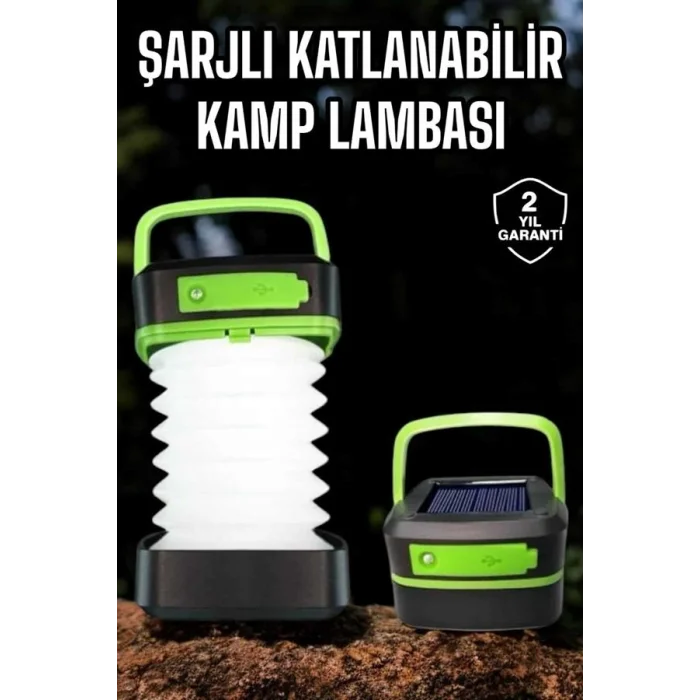 Led Lamba Kamp Lambası Hafif Taşınabilir Şarj Süreli Akordeon El Fenerli
