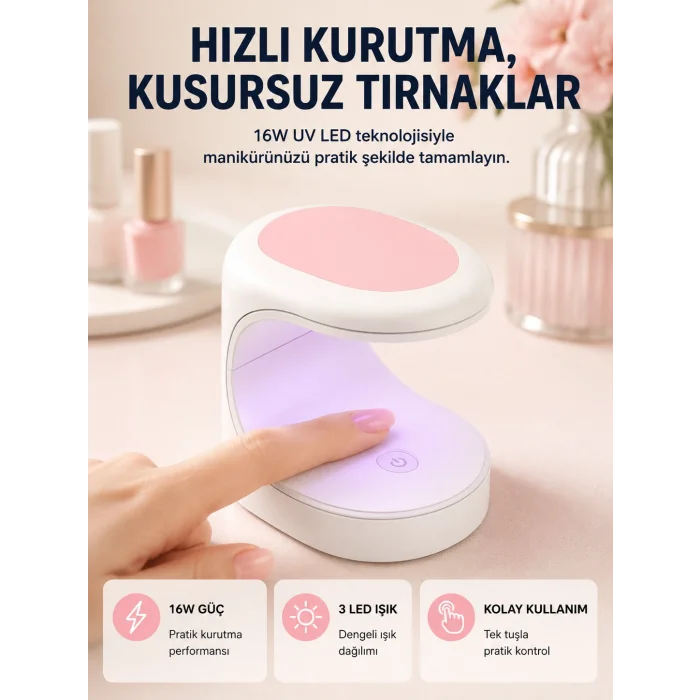 LED Mini Oje Kurutucu Taşınabilir Hızlı Kuruma Cihazı 3 LED Işıklı Yeni Nesil