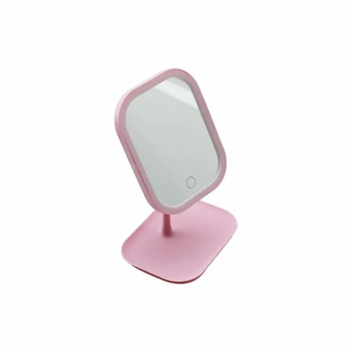 LEDLİ USB ŞARJLI MAKYAJ AYNASI 18.5X14.7CM 360 DERECE RENKLİ PLSATİK TAKILIK SEPETLİ=13.5X18CM AYAK=17.5CM (5047)