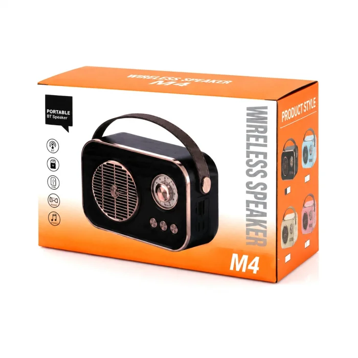 M4 PORTABLE WİRELESS HOPARLÖR - SPEAKER IŞIKLI USB ŞARJLI RENKLİ KASA - BRONZ ÇERÇEVEUSB - DC 5V - TF (5047)