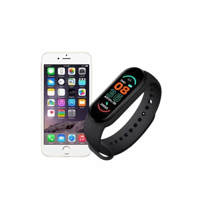 M6 Akıllı Bileklik Siyah Adımsayar Spor Takibi Android ve İOS Uyumlu