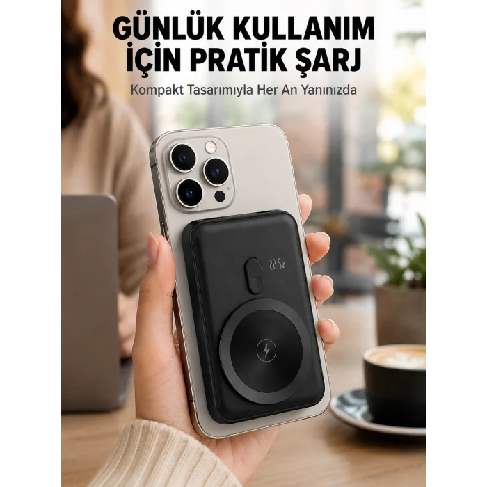MagSafe Uyumlu Kablosuz Powerbank Taşınabilir Hızlı Şarj Yeni Nesil